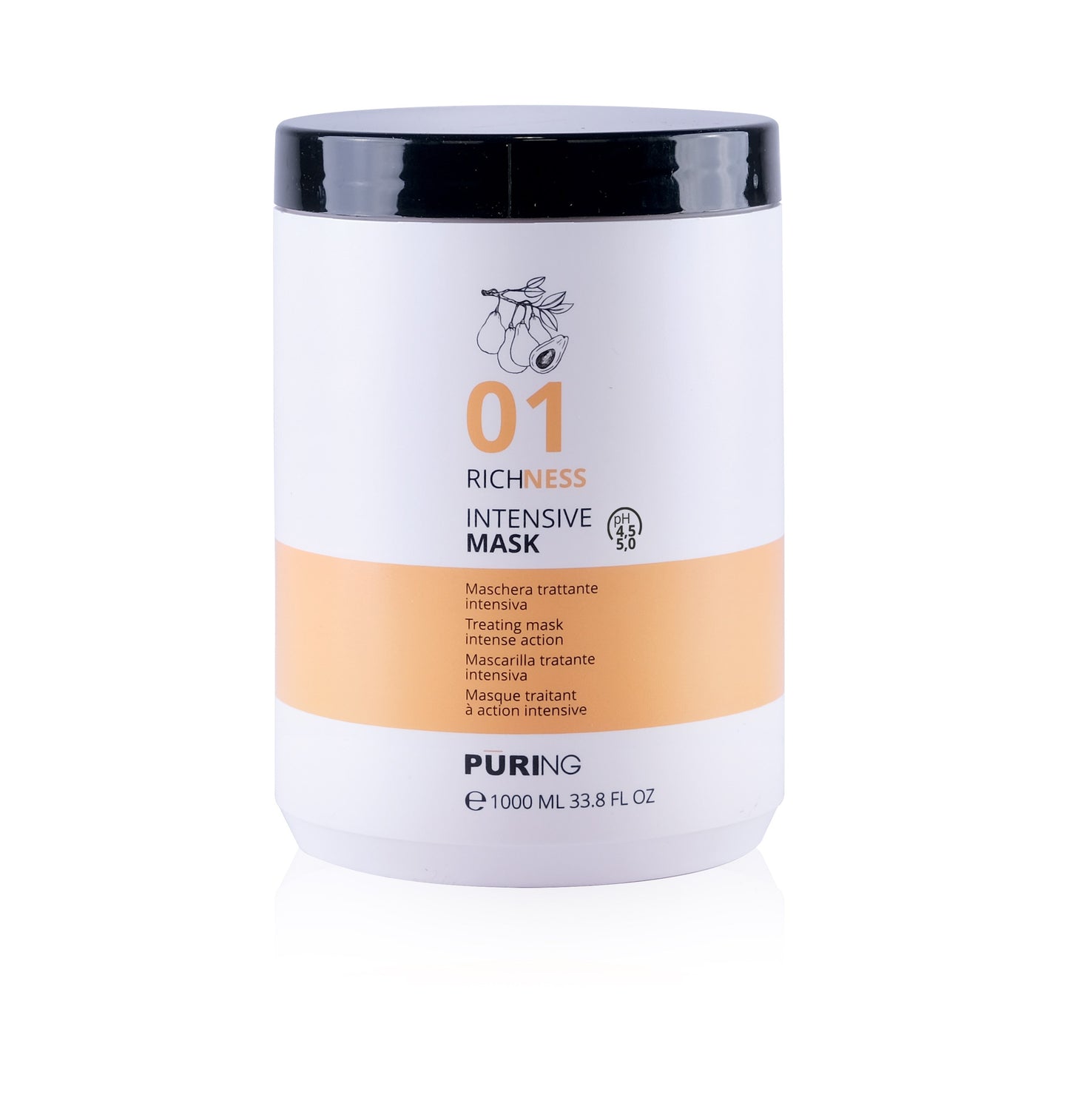 Puring 01 Richness Kuru Yıpranmış Saçlar için Avokado ve Keten Tohumu Yağı Besleyici Onarıcı Saç Maskesi 1000ml