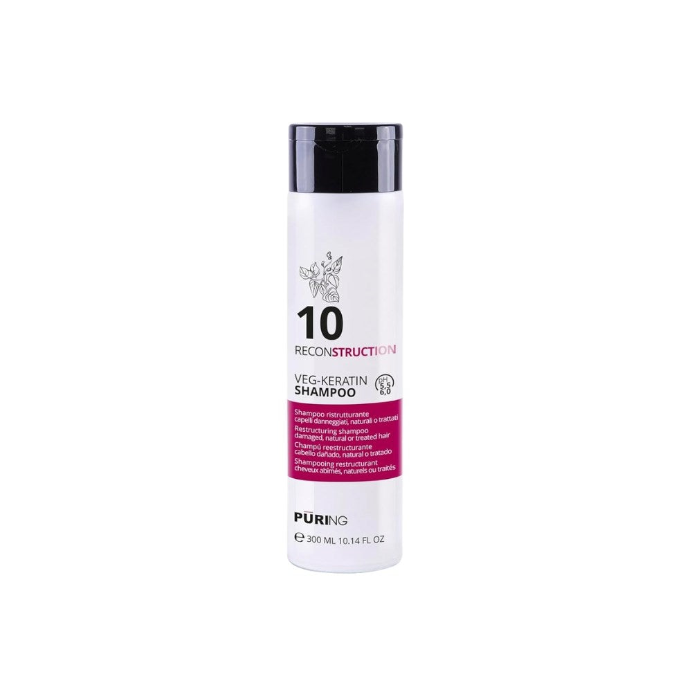 Puring 10 Reconstruction Yıpranmış Saçlar için Bitkisel Keratin ve Amino Asitli Onarıcı Şampuan 300ml