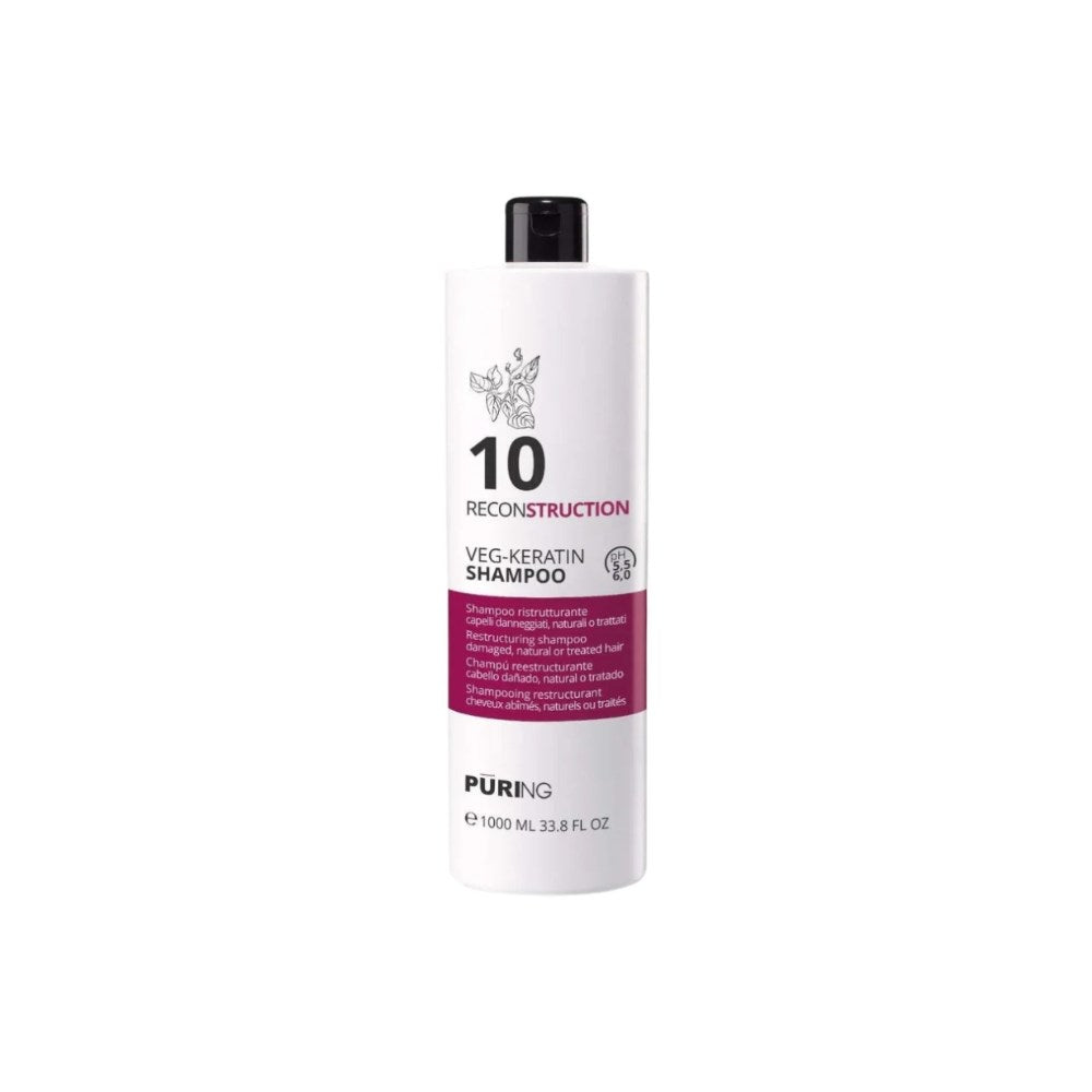 Puring 10 Reconstruction Yıpranmış Saçlar için Bitkisel Keratin ve Amino Asitli Onarıcı Şampuan 1000ml